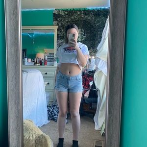 Light blue jean shorts